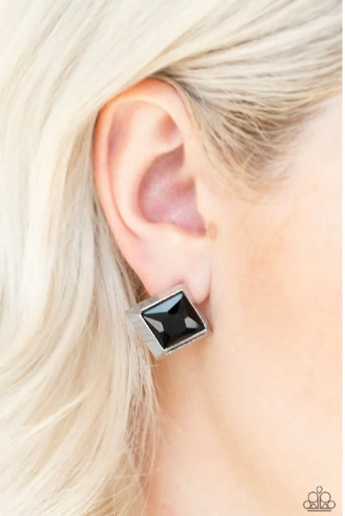 Shimmer Sensei - Black Paparazzi Necklace and Stellar Square - Black - Paparazzi Earrings Set