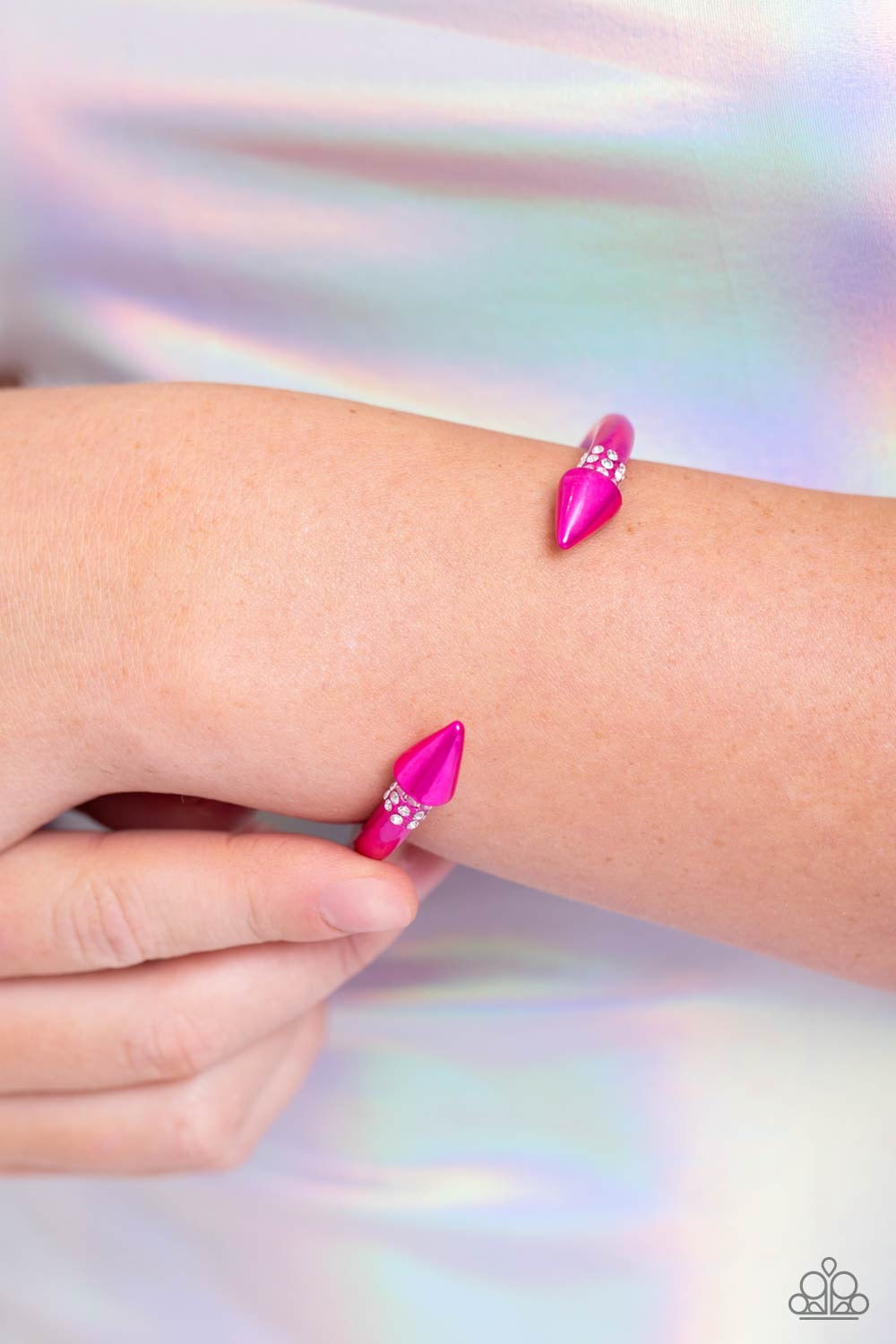 Punk Passion - Pink Necklace, Piquant Punk - Pink Hoop Earrings and Punky Plot Twist - Pink Cuff Set