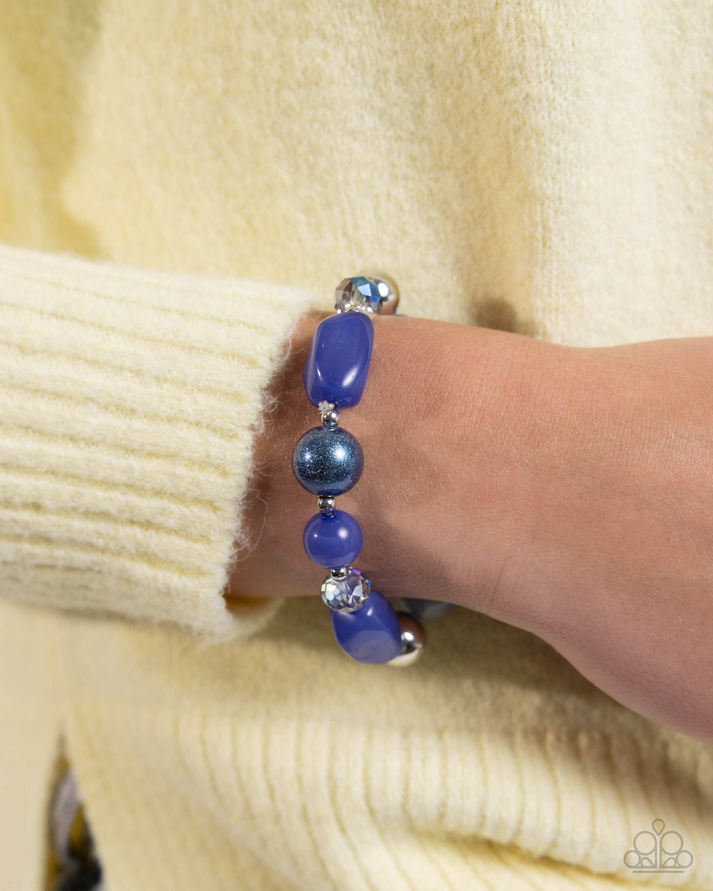 Beaded Blessing - Blue and Beaded Backing Bracelet Set