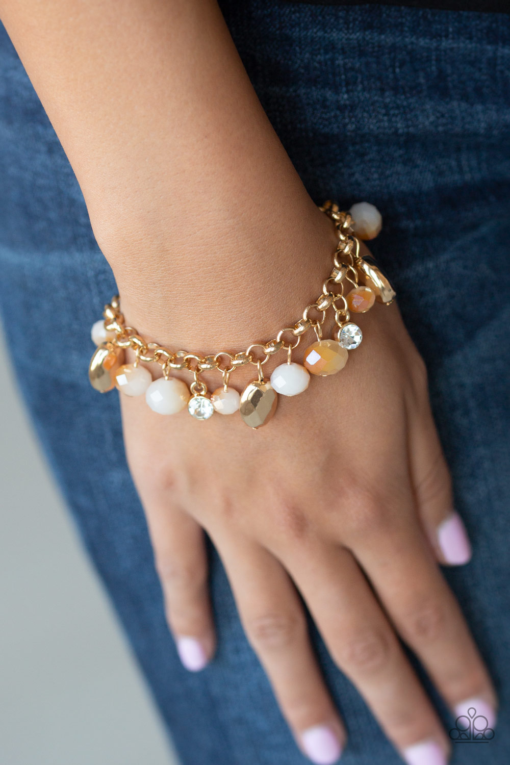 Downstage Dazzle - Gold Necklace and Dazing Dazzle - Gold Bracelet - Paparazzi Set