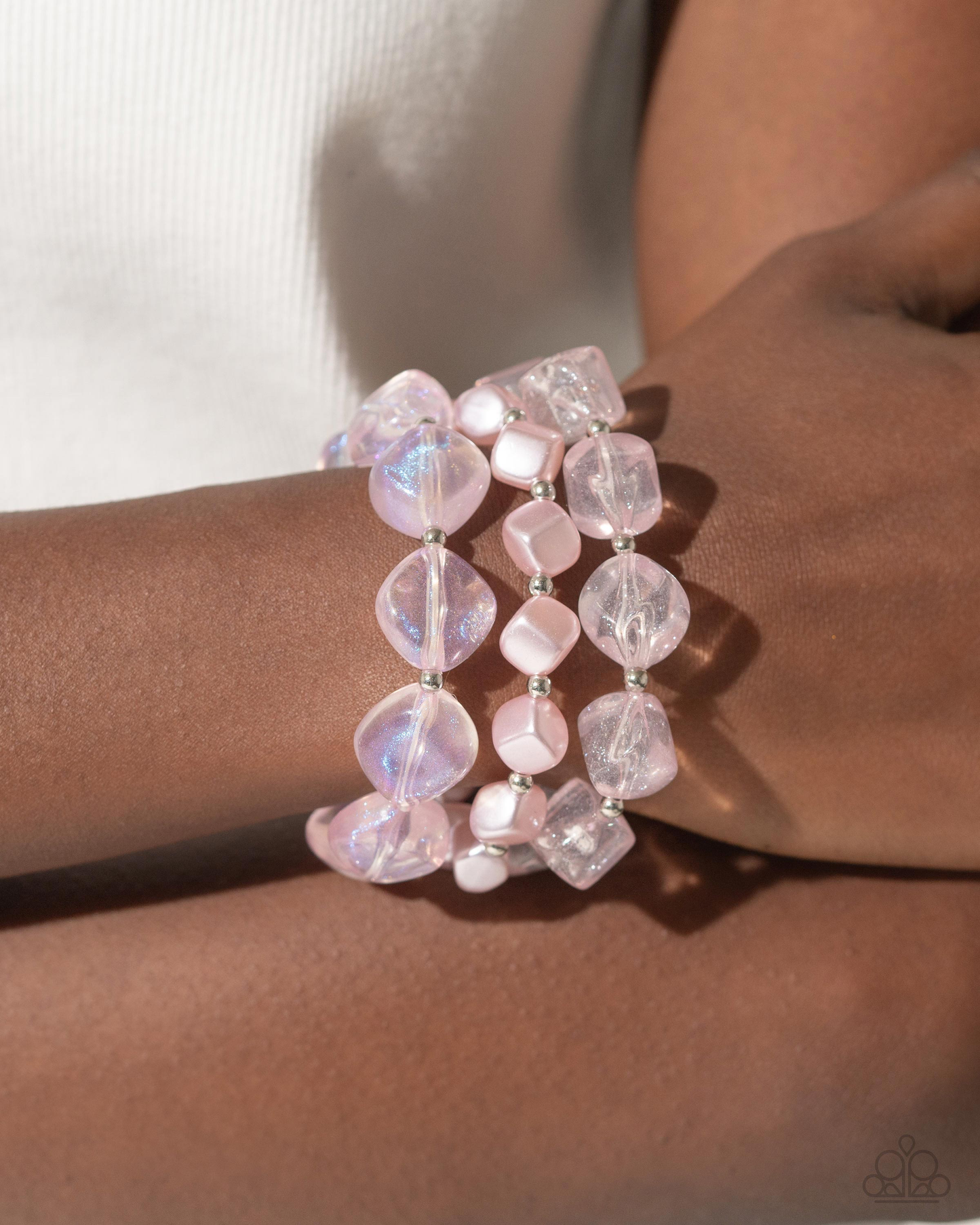 Cubed Cameo - Pink Paparazzi Necklace and Glittery Gala - Pink Paparazzi Bracelet Set