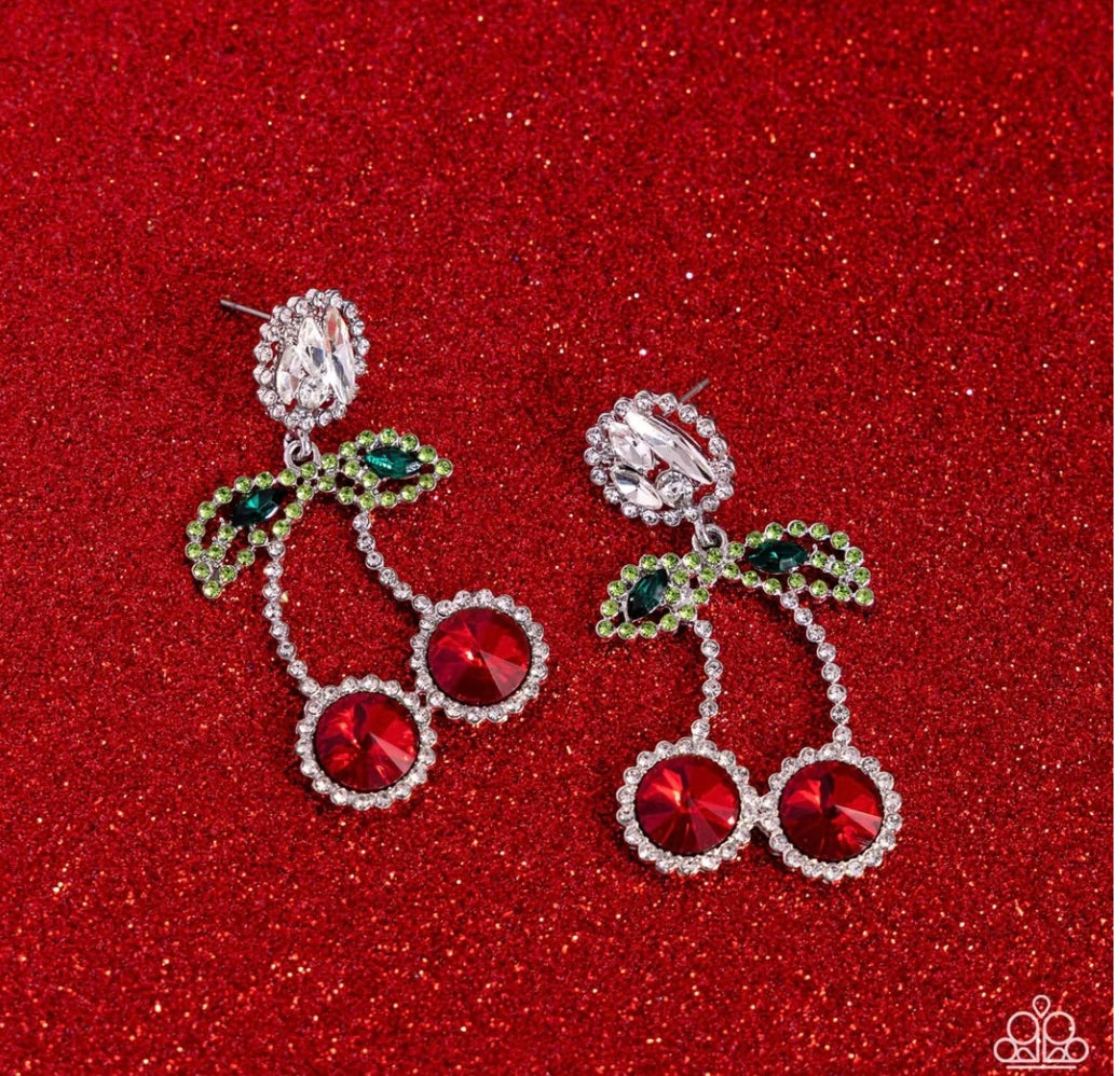 Cherry Picking - Red - Paparazzi Earrings