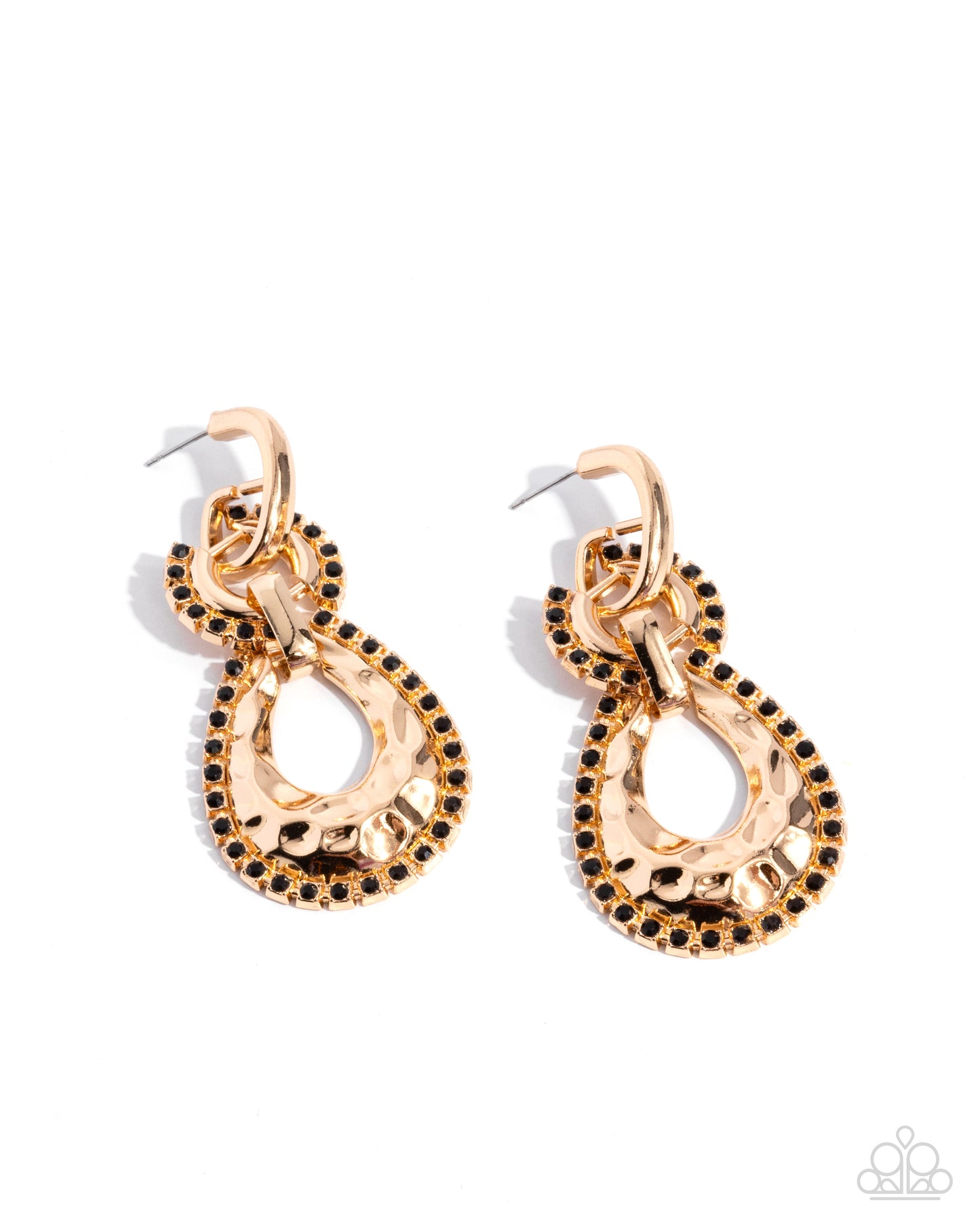 Hammered Highway - Black - Paparazzi Earrings