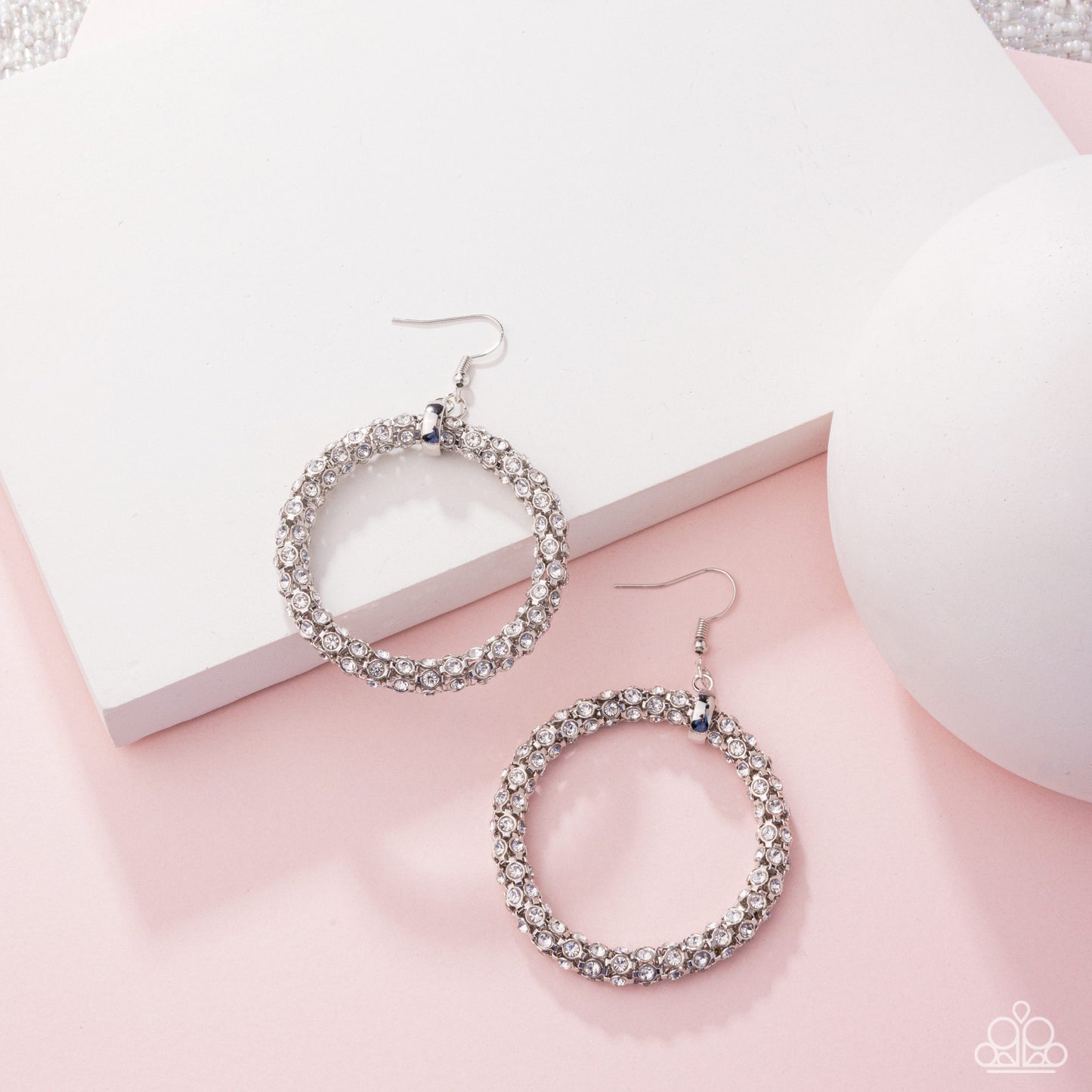 Breathtaking Beacon - White - Paparazzi Earrings
