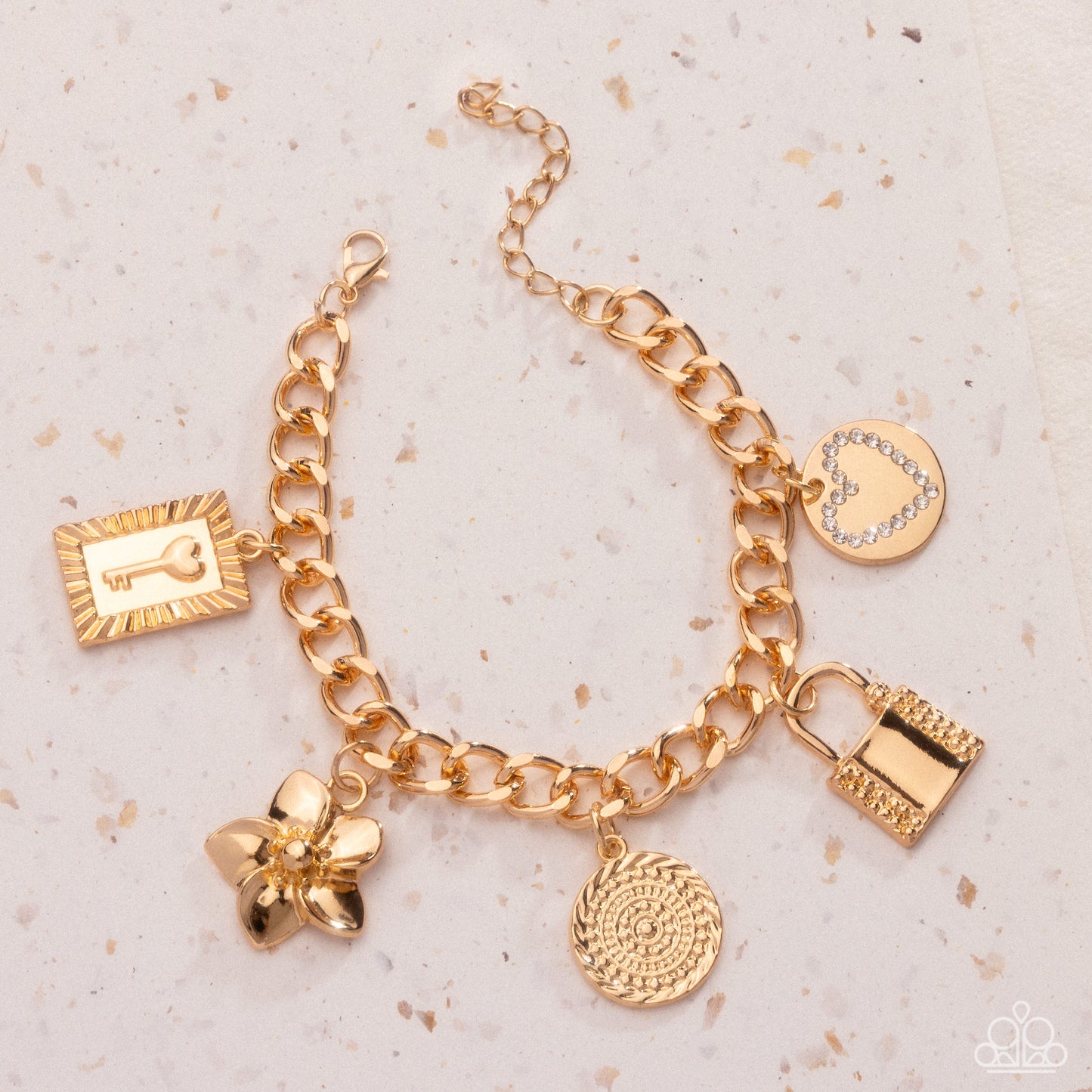 Monochromatic Mayhem - Gold - Paparazzi Charm Bracelet