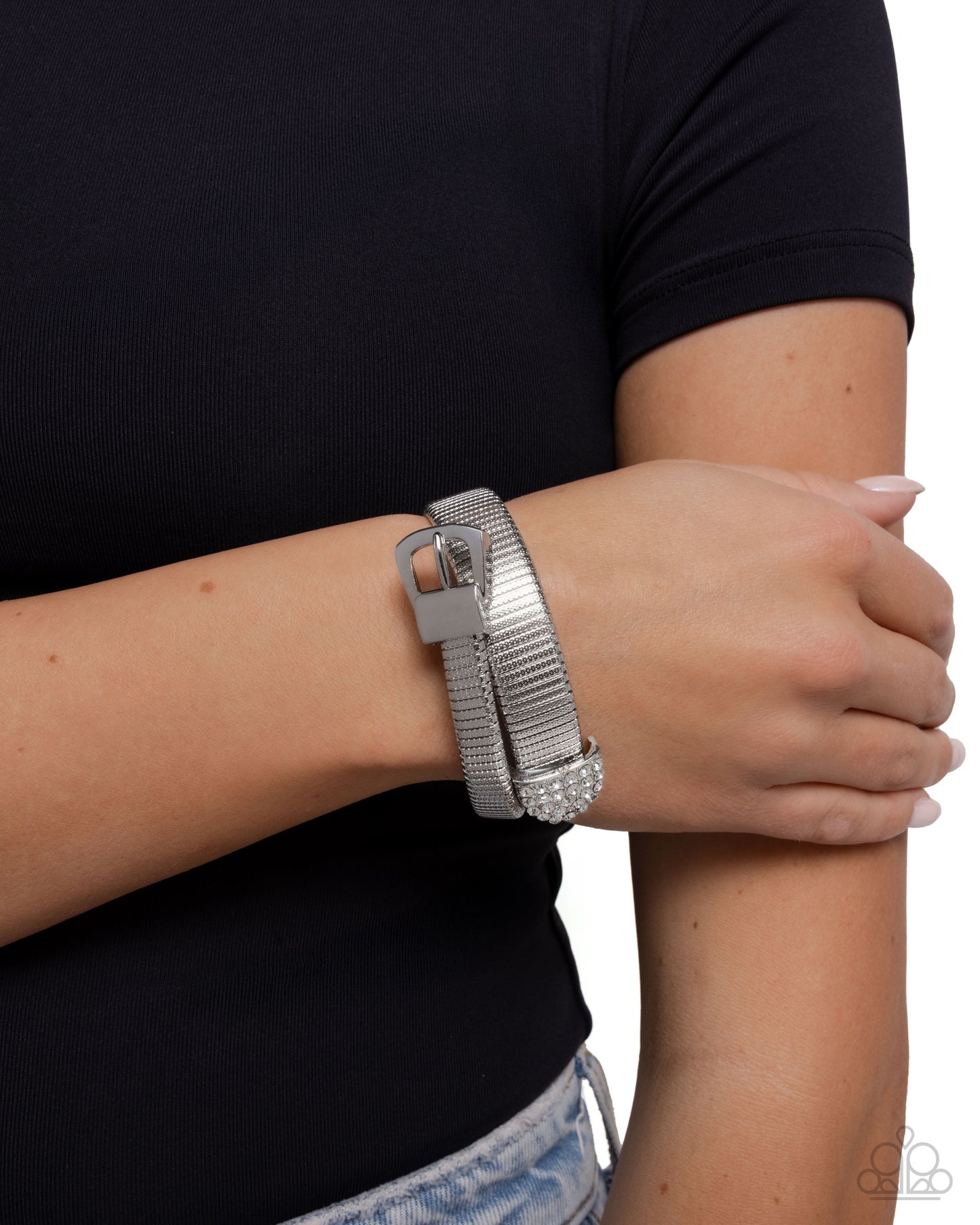 Belted Brilliance - White - Paparazzi Bracelet