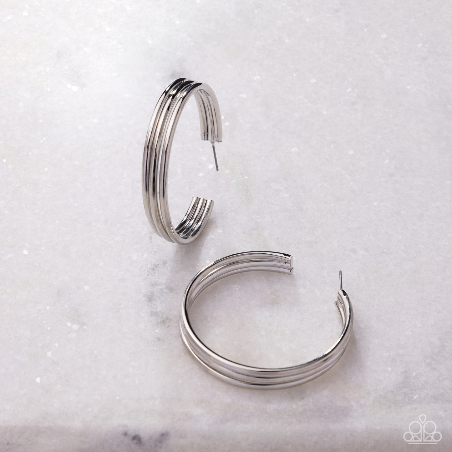 Traditional Trio - Silver - Paparazzi Hoop Earrings