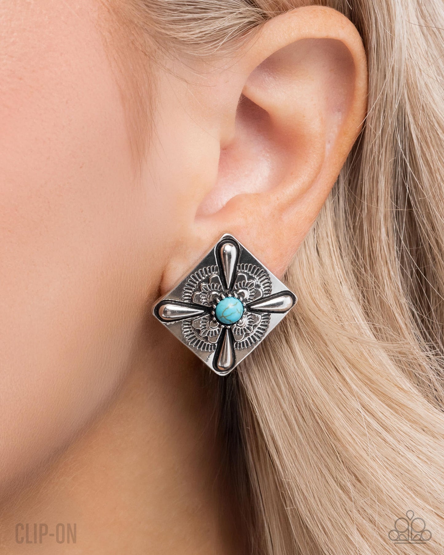 Stony Stencil - Blue - Paparazzi Earrings