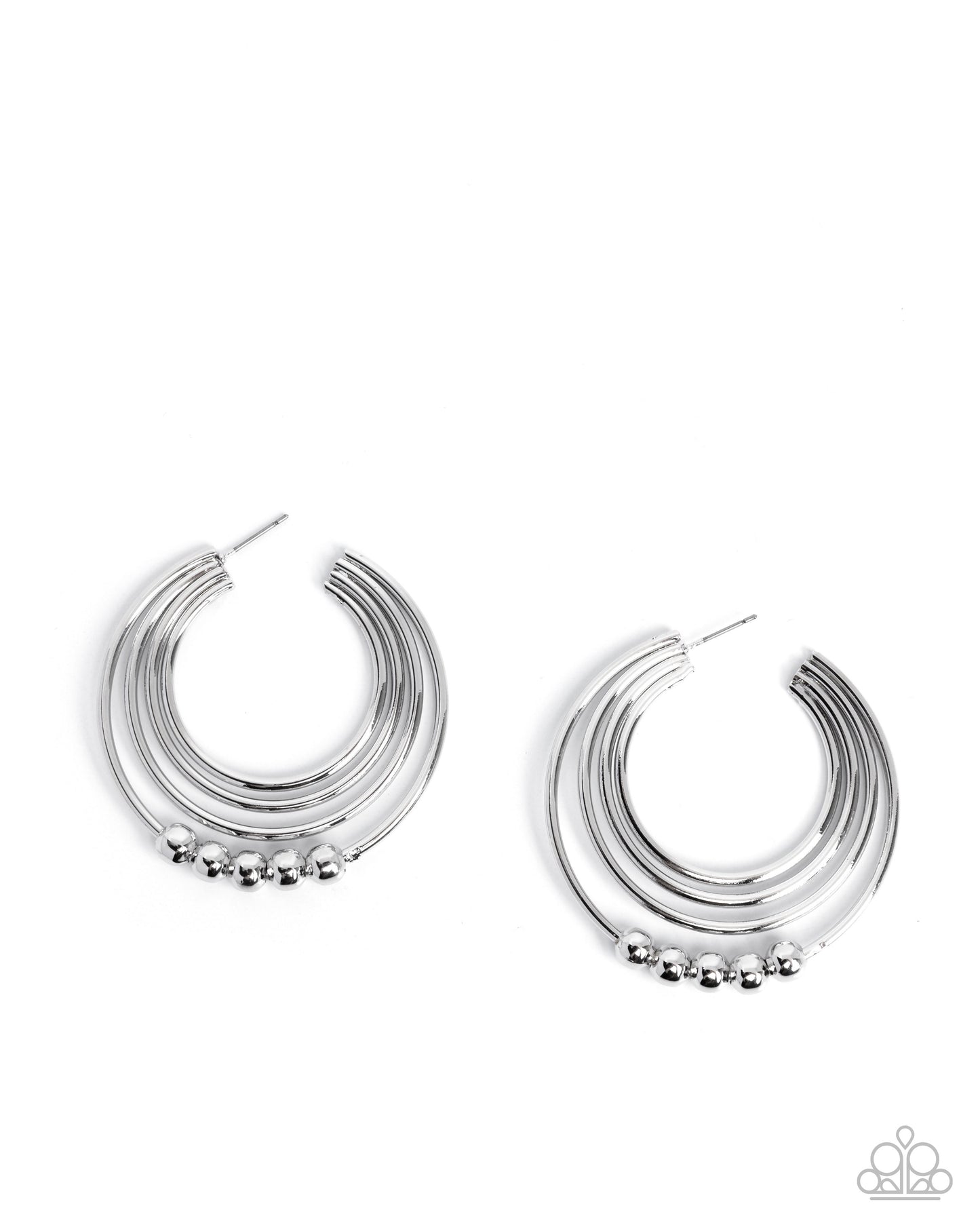 Layered Longevity - Silver - Paparazzi Hoop Earrings