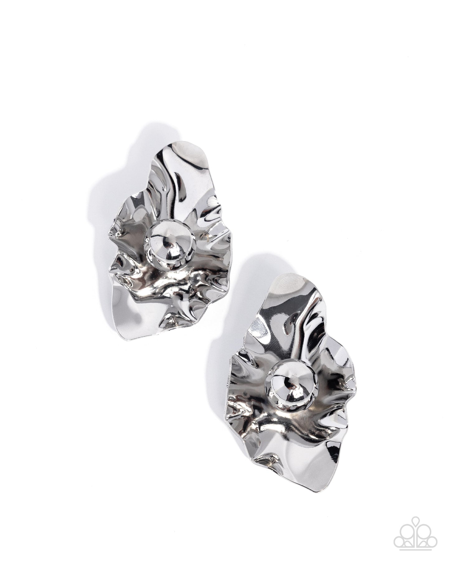 Crinkled Catwalk - Silver - Paparazzi Post Earrings