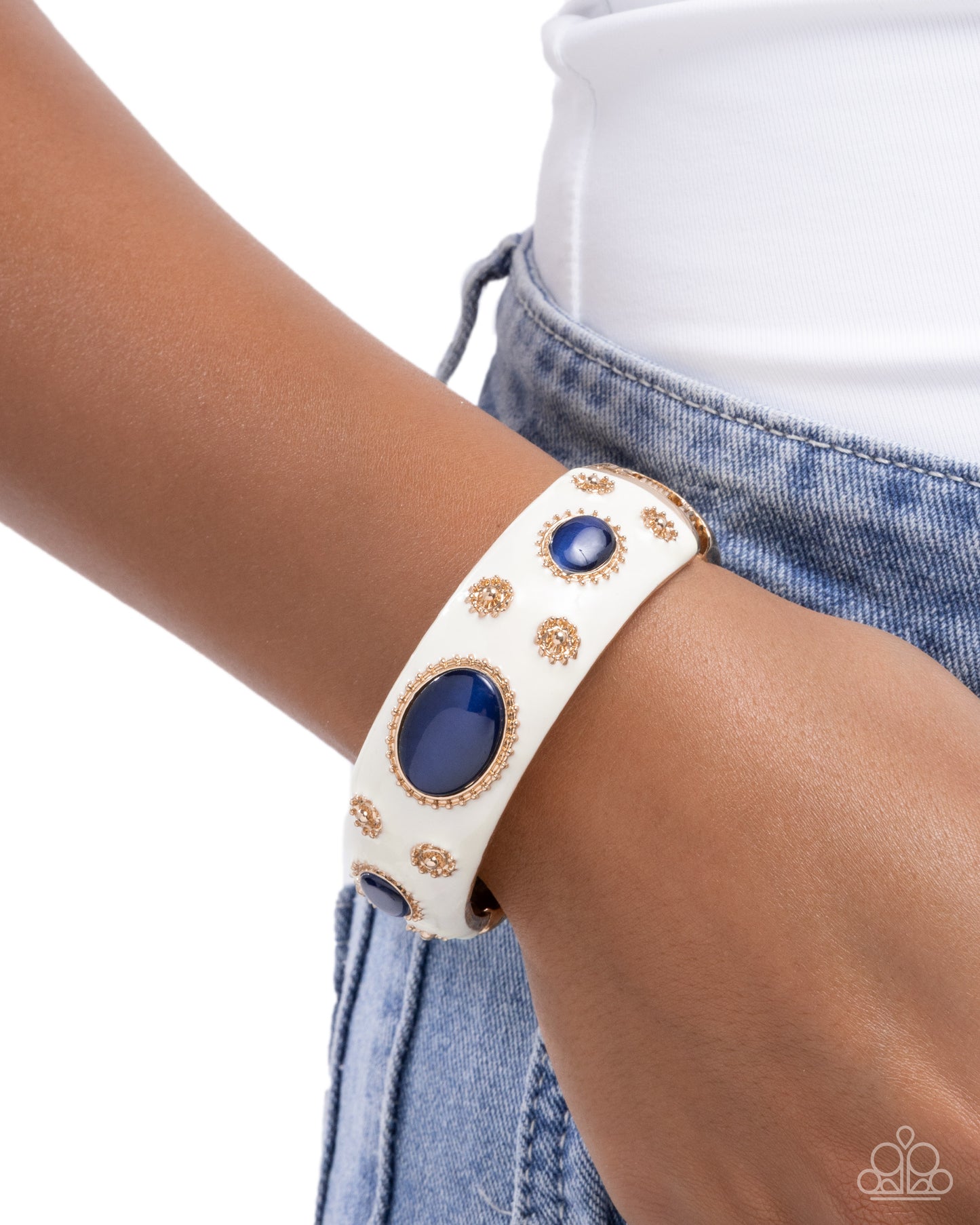 Ornate Occasion - Blue - Paparazzi Hinged Bracelet