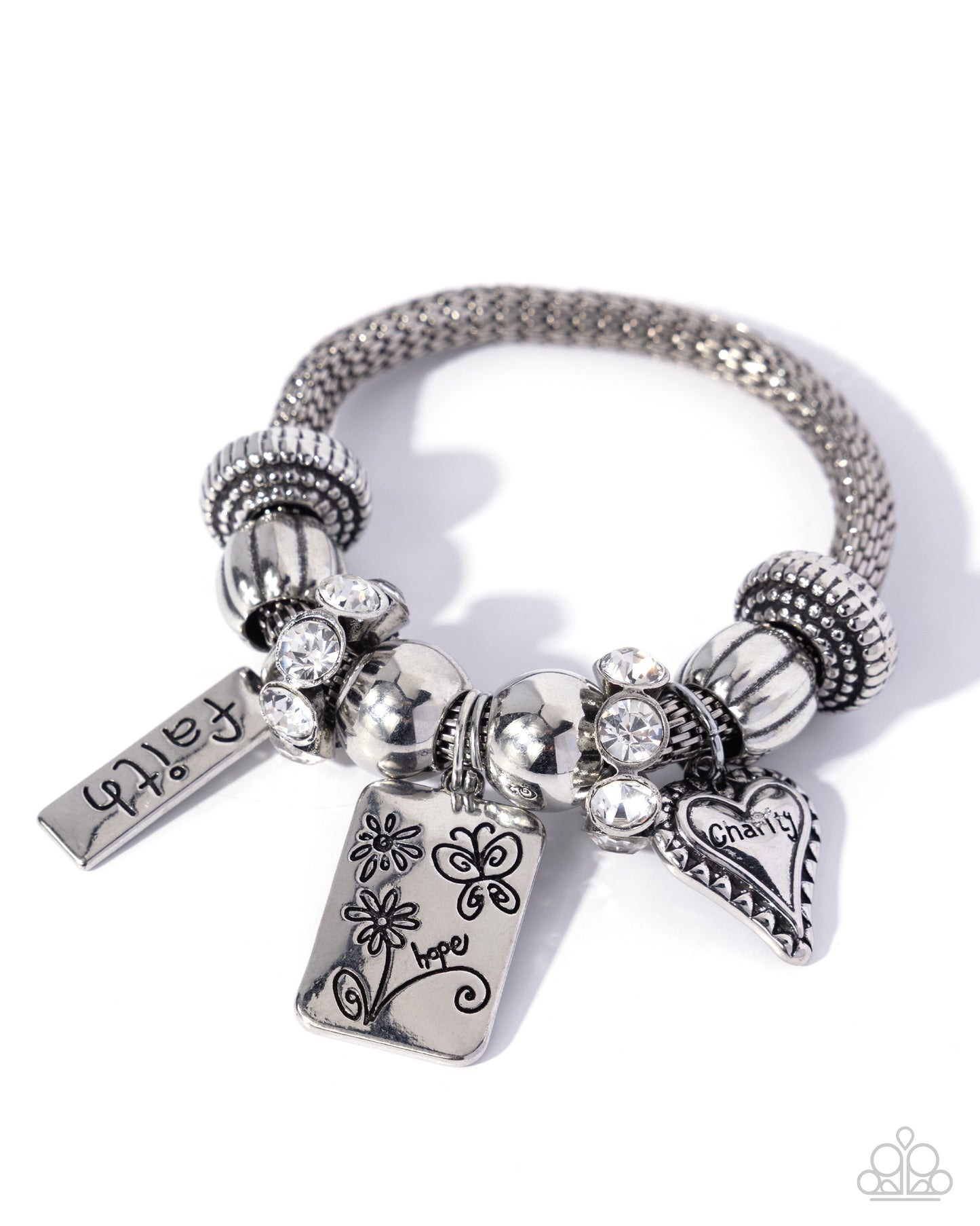 Hopeful Hangout - White -Paparazzi Charm Inspirational Bracelet