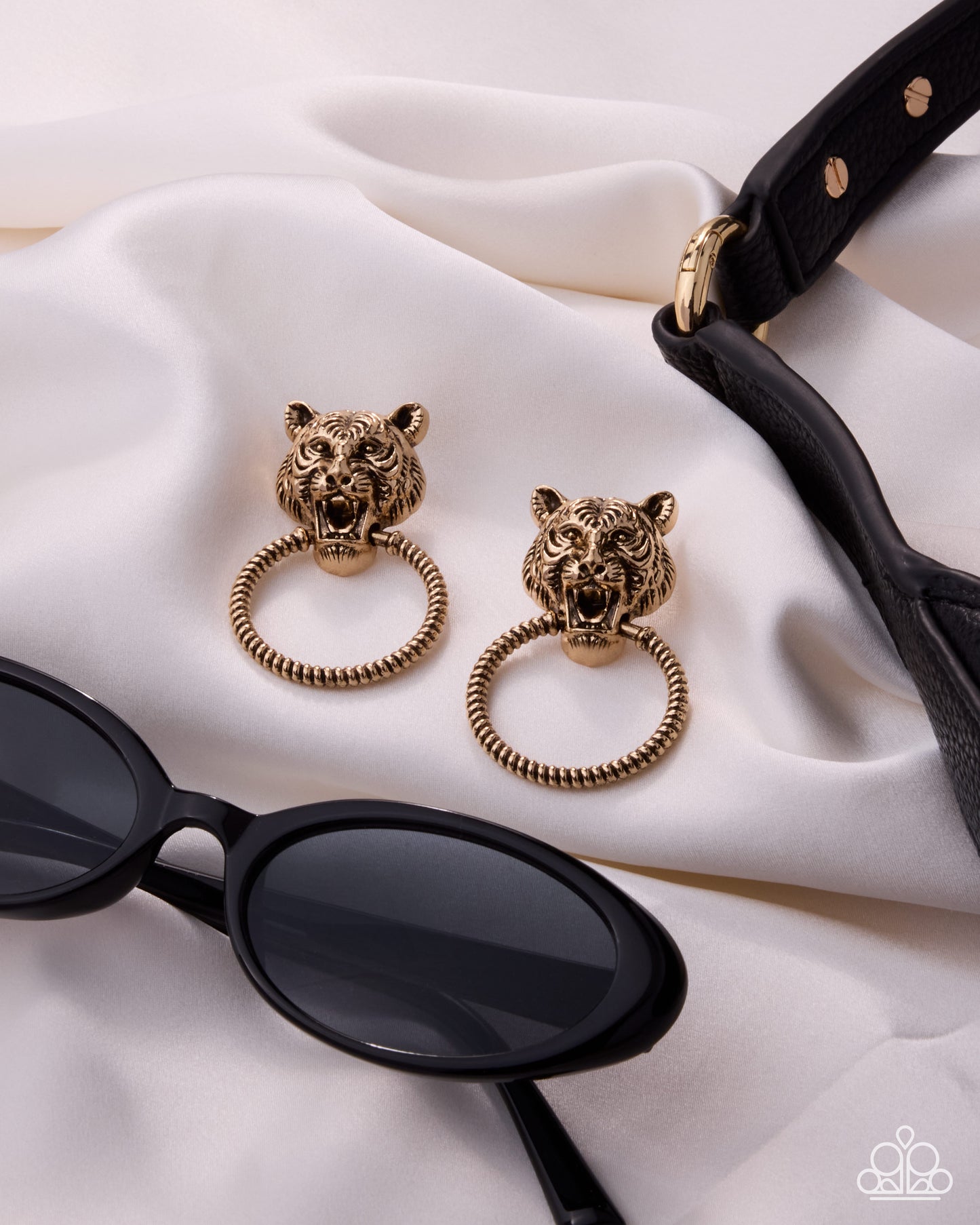 Tangible Tiger - Gold - Paparazzi Post Earrings