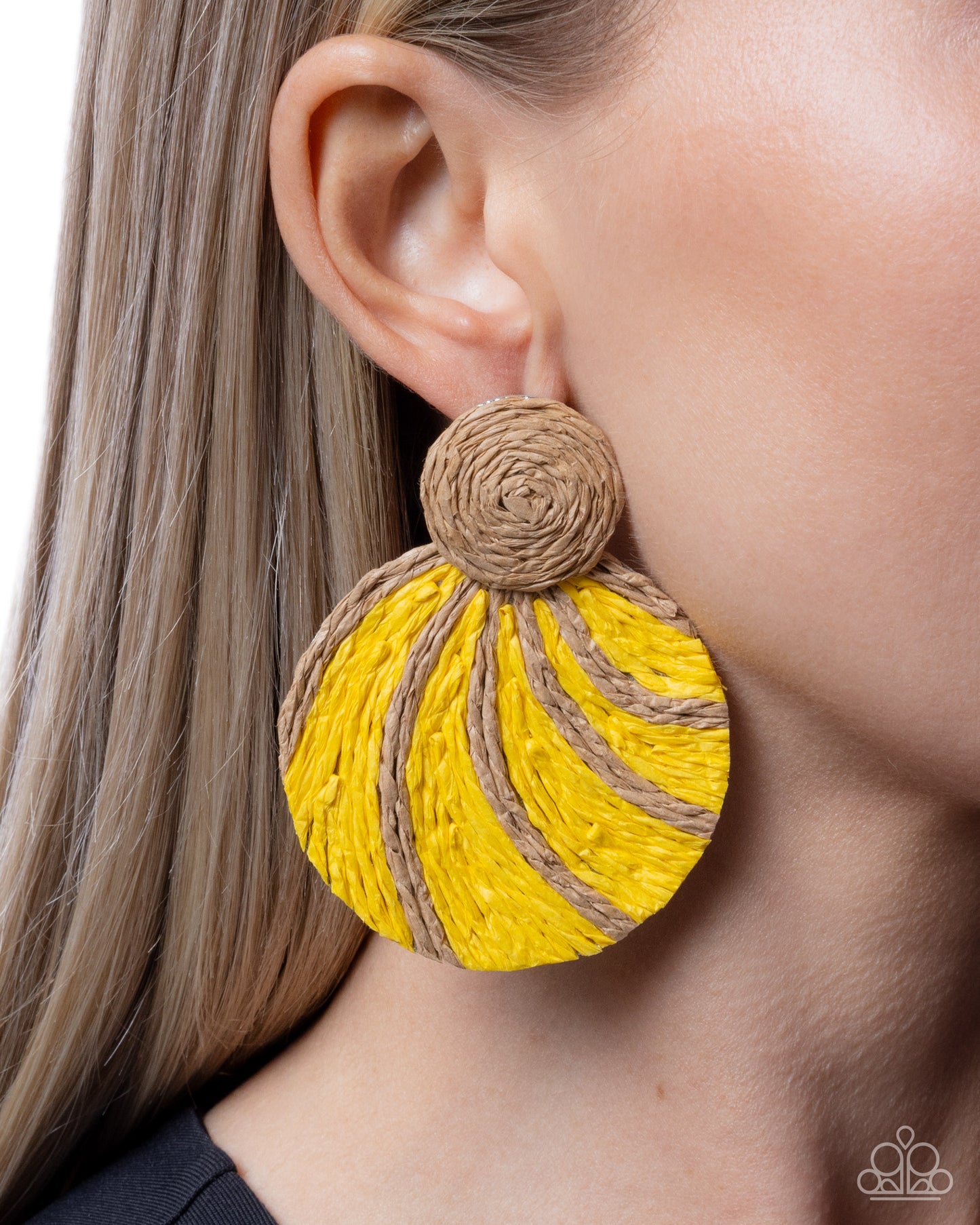 Woven Waltz - Yellow - Paparazzi Post Earrings