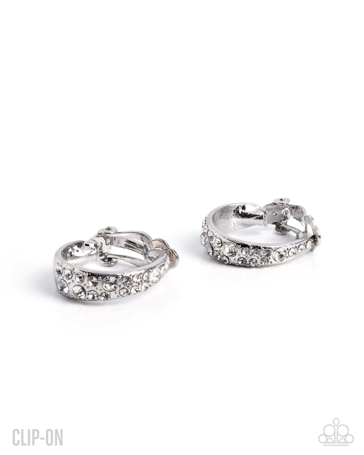 Flashy Fate - White - Paparazzi Clip On Earrings