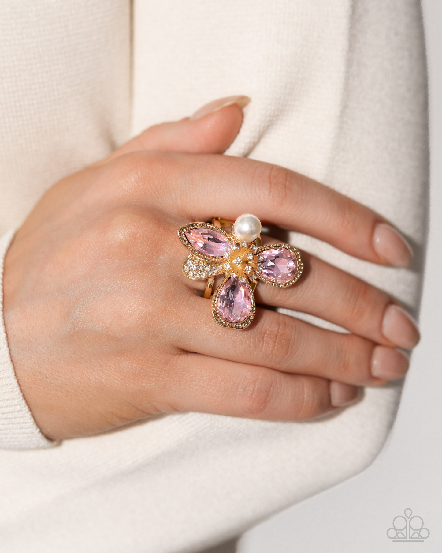 FLORAL Values - Pink and FLORAL Excellence - Pink - Paparazzi Necklace and Ring Set