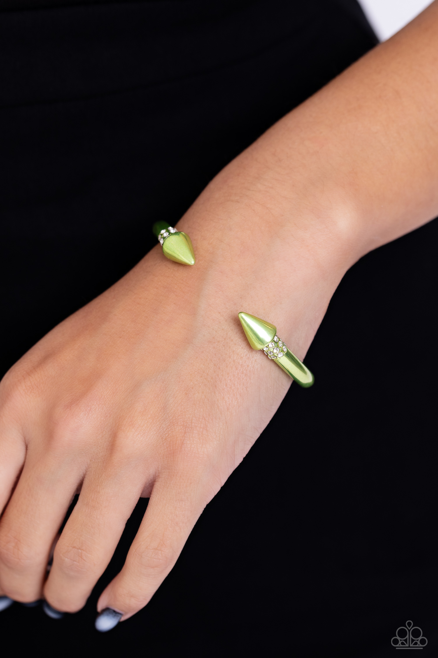 Punk Passion - Green Necklace, Piquant Punk - Green Earrings and Punky Plot Twist - Green Cuff Bracelet (3-Piece Set)