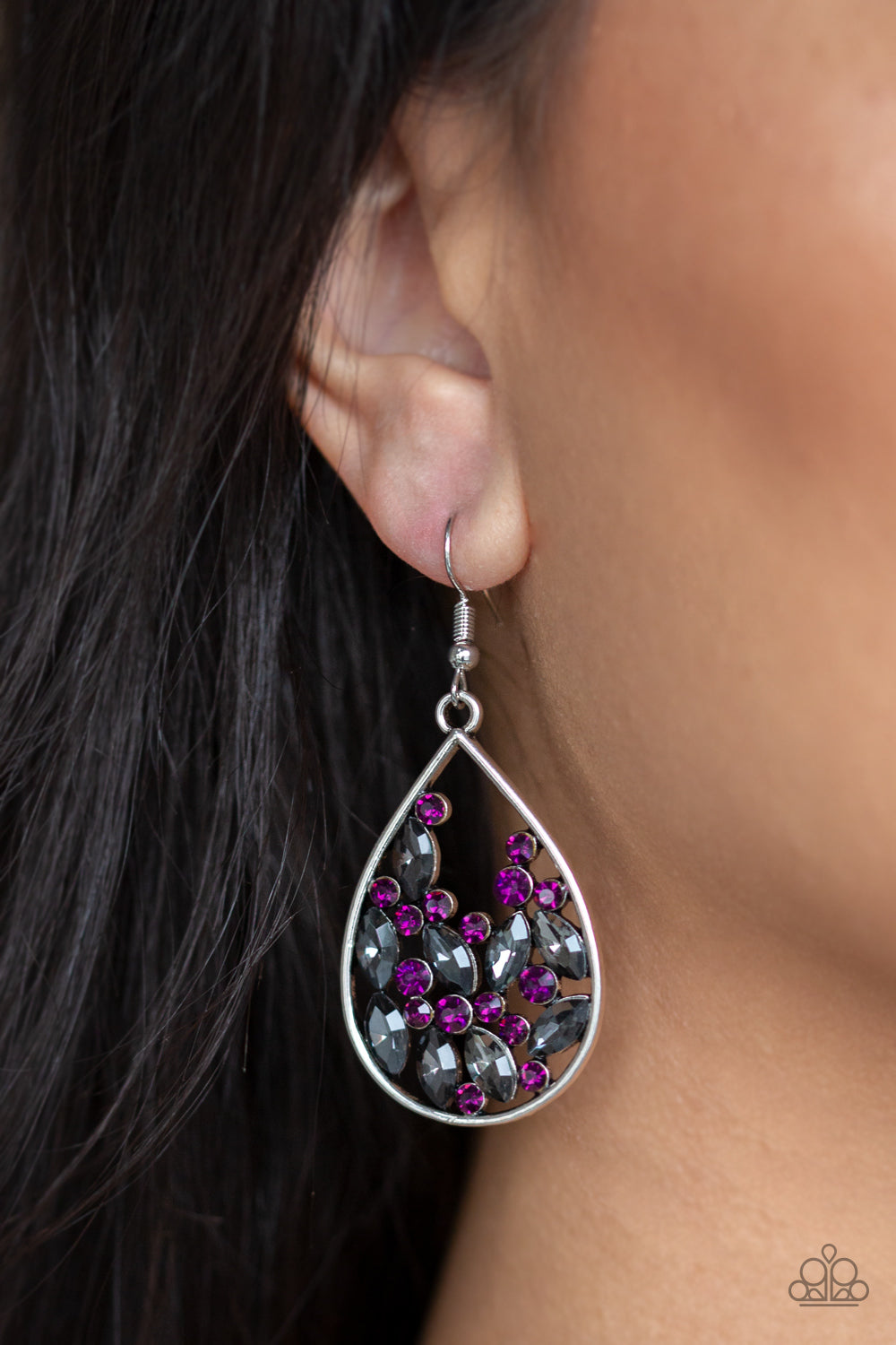 Cash or Crystal? - Purple Fish Hook Earrings
