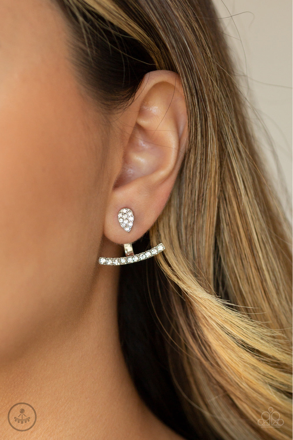Glowing Glimmer - White Post Earrings