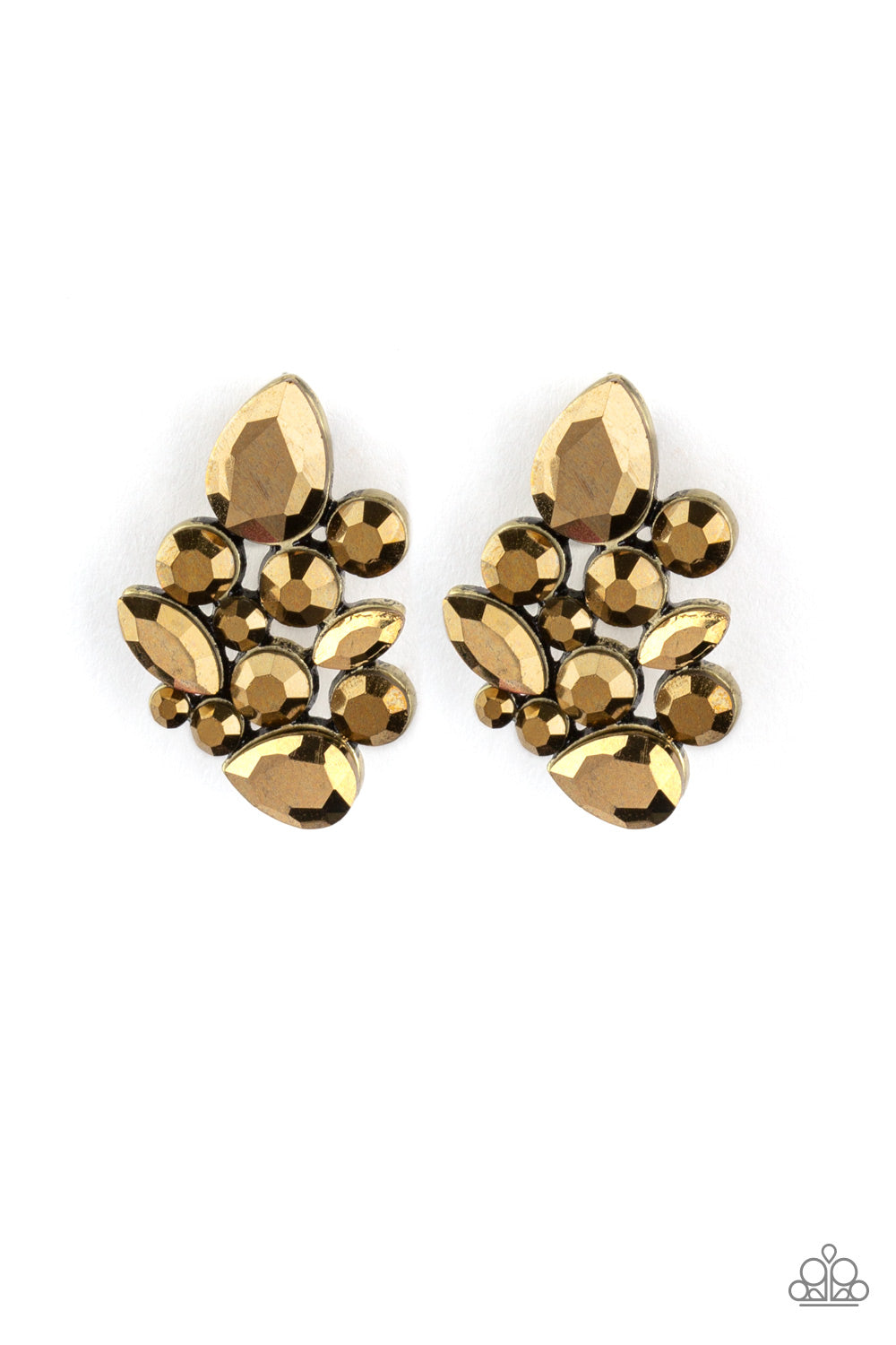 Galaxy Glimmer - Brass - Paparazzi Earrings