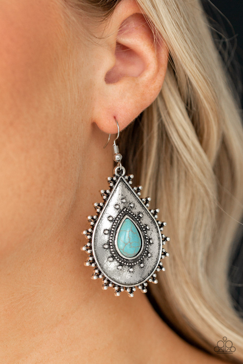Desert Drama - Blue Fish Hook Earrings