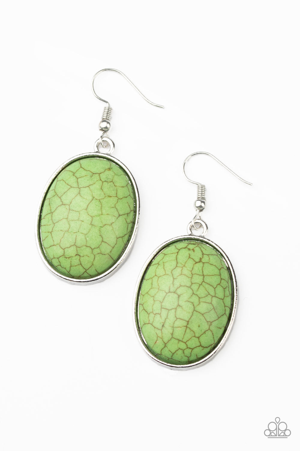 Serenely Sediment - Green Fish Hook Earrings