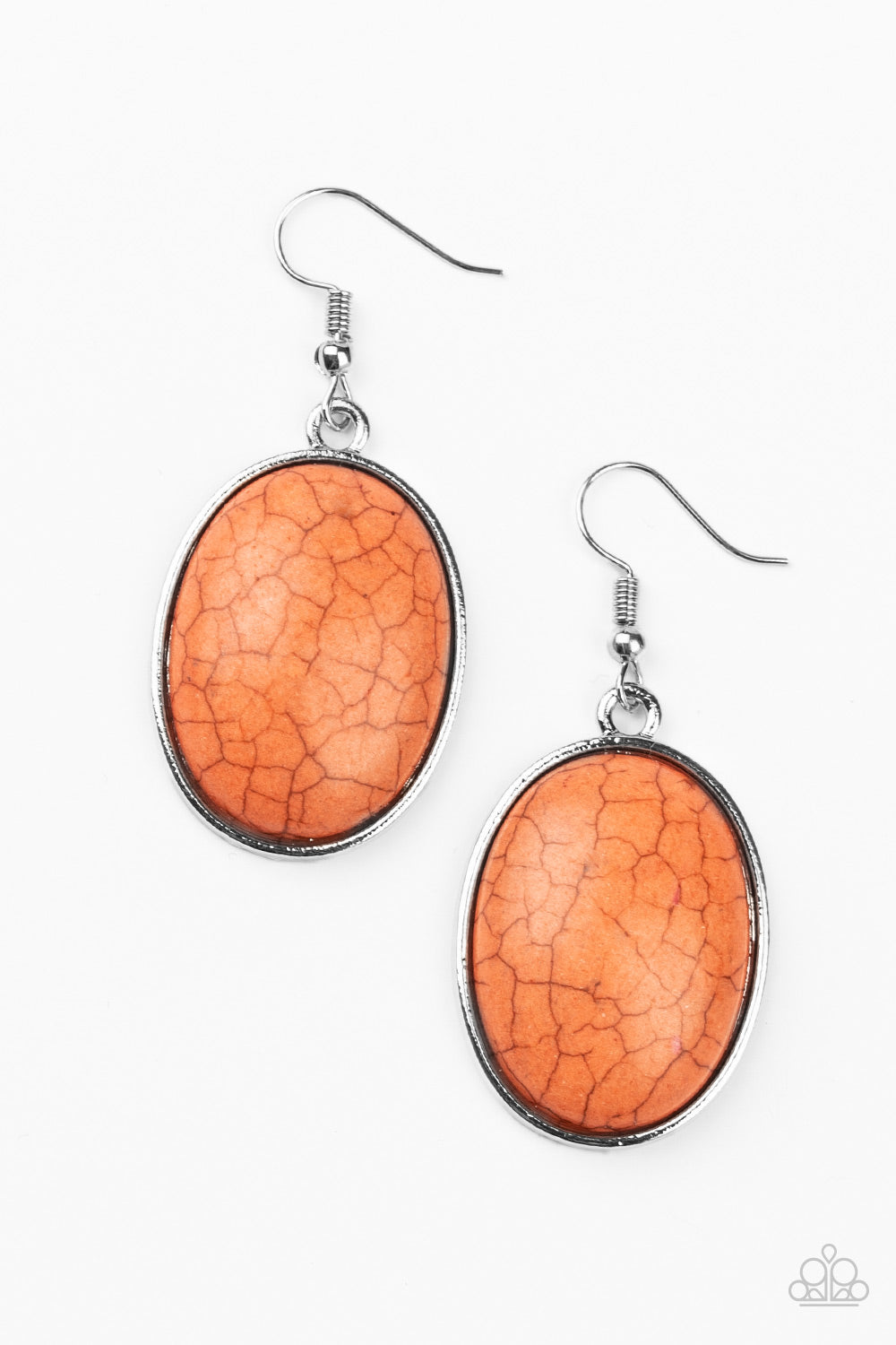 Serenely Sediment - Orange Fish Hook Earrings