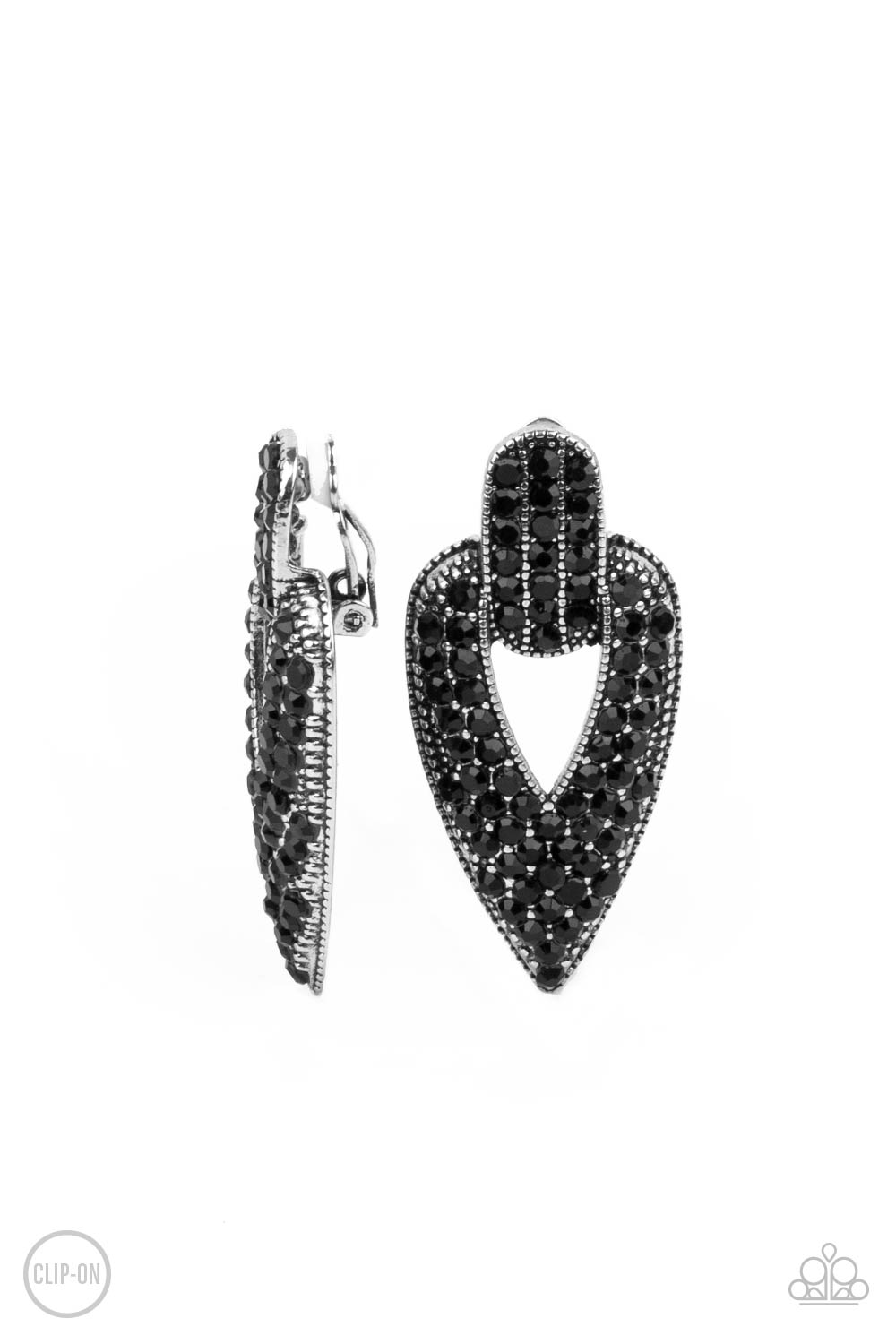 Blinged Out Buckles - Black - Paparazzi Earrings
