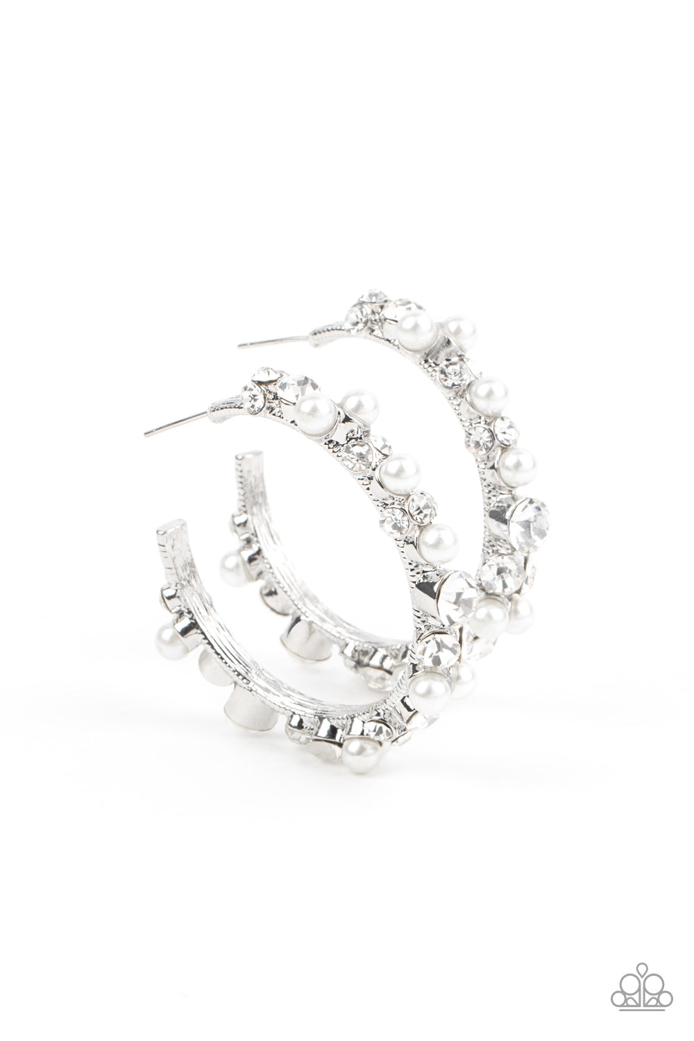 Let There Be SOCIALITE - White - Paparazzi Earrings (LOP)