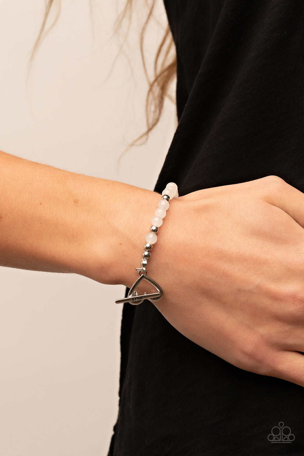 Following My Heart - White - Paparazzi Toggle Bracelet
