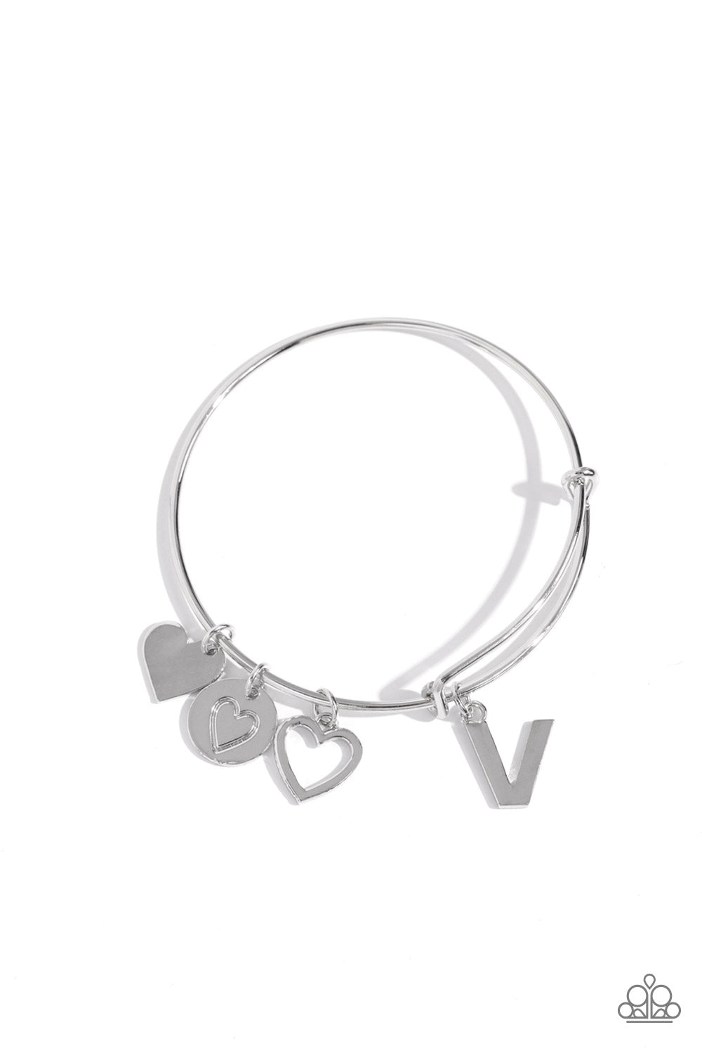 Making It INITIAL - Silver - V - Paparazzi Bracelet