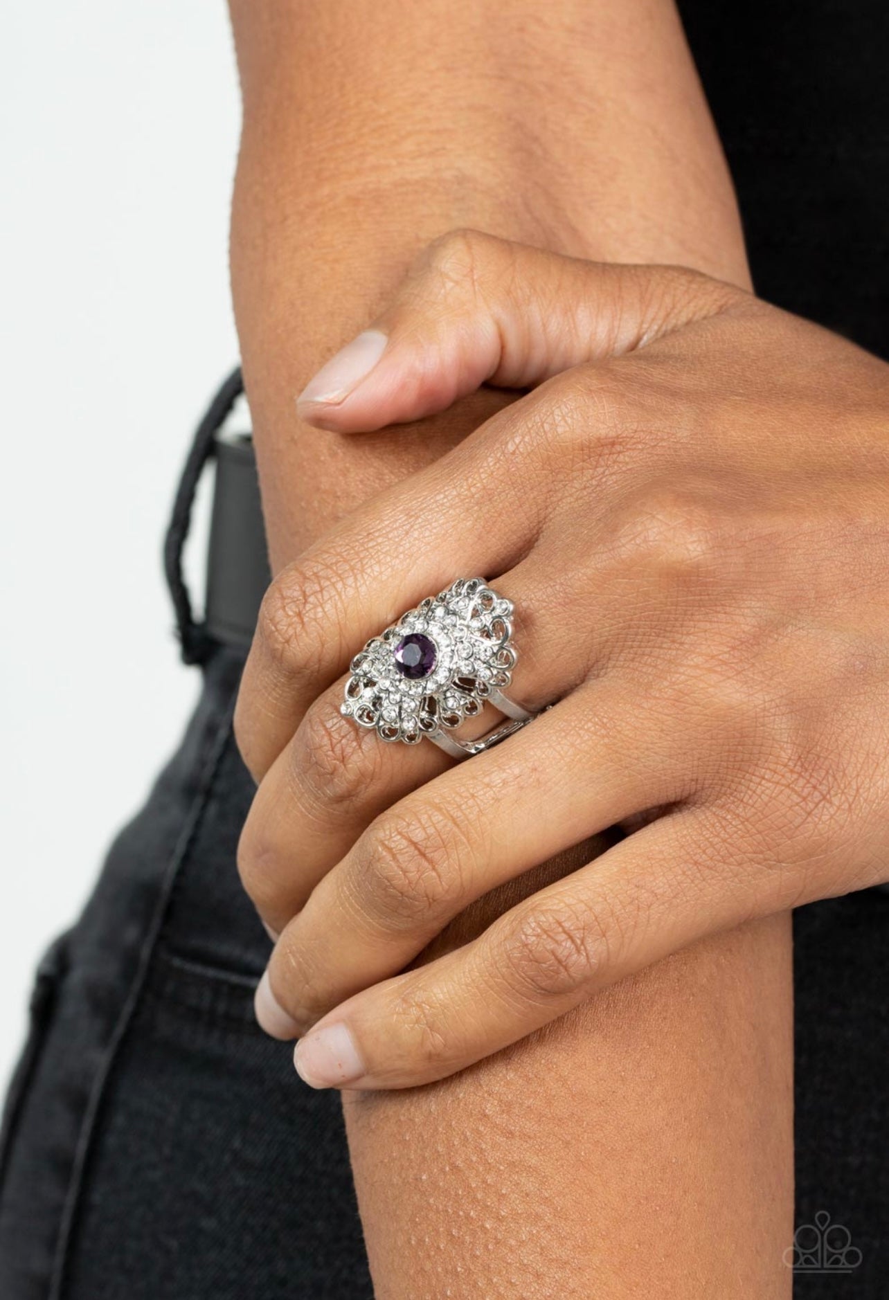 Fabulously Fragmented - Purple Necklace, Rock Candy Bubbly Purple Earrings and Dining with Royalty - Purple Ring