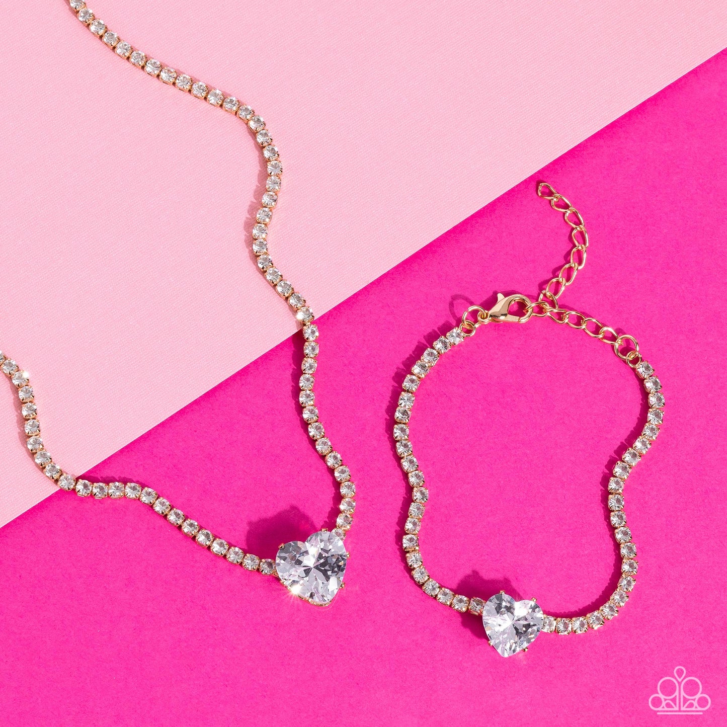 Flirty Fiancé - Gold - Necklace and Bedazzled Beauty Gold Bracelet