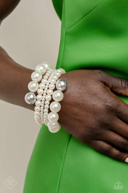 Pleasing Pirouette - White Paparazzi Bracelet