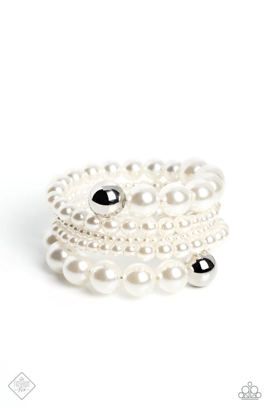 Pleasing Pirouette - White Paparazzi Bracelet