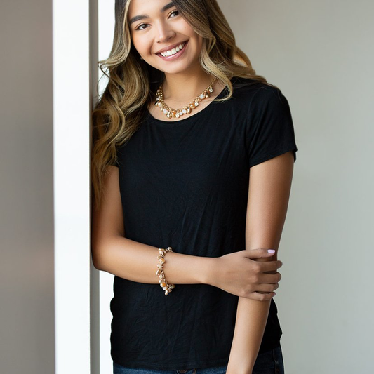 Downstage Dazzle - Gold Necklace and Dazing Dazzle - Gold Bracelet - Paparazzi Set