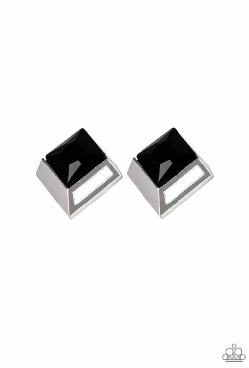Shimmer Sensei - Black Paparazzi Necklace and Stellar Square - Black - Paparazzi Earrings Set