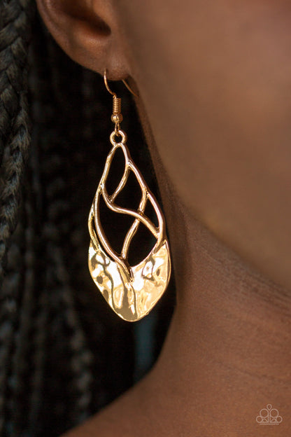Swank Bank - Gold Necklace and Super Swanky - Gold - Paparazzi Earrings Paparazzi Set