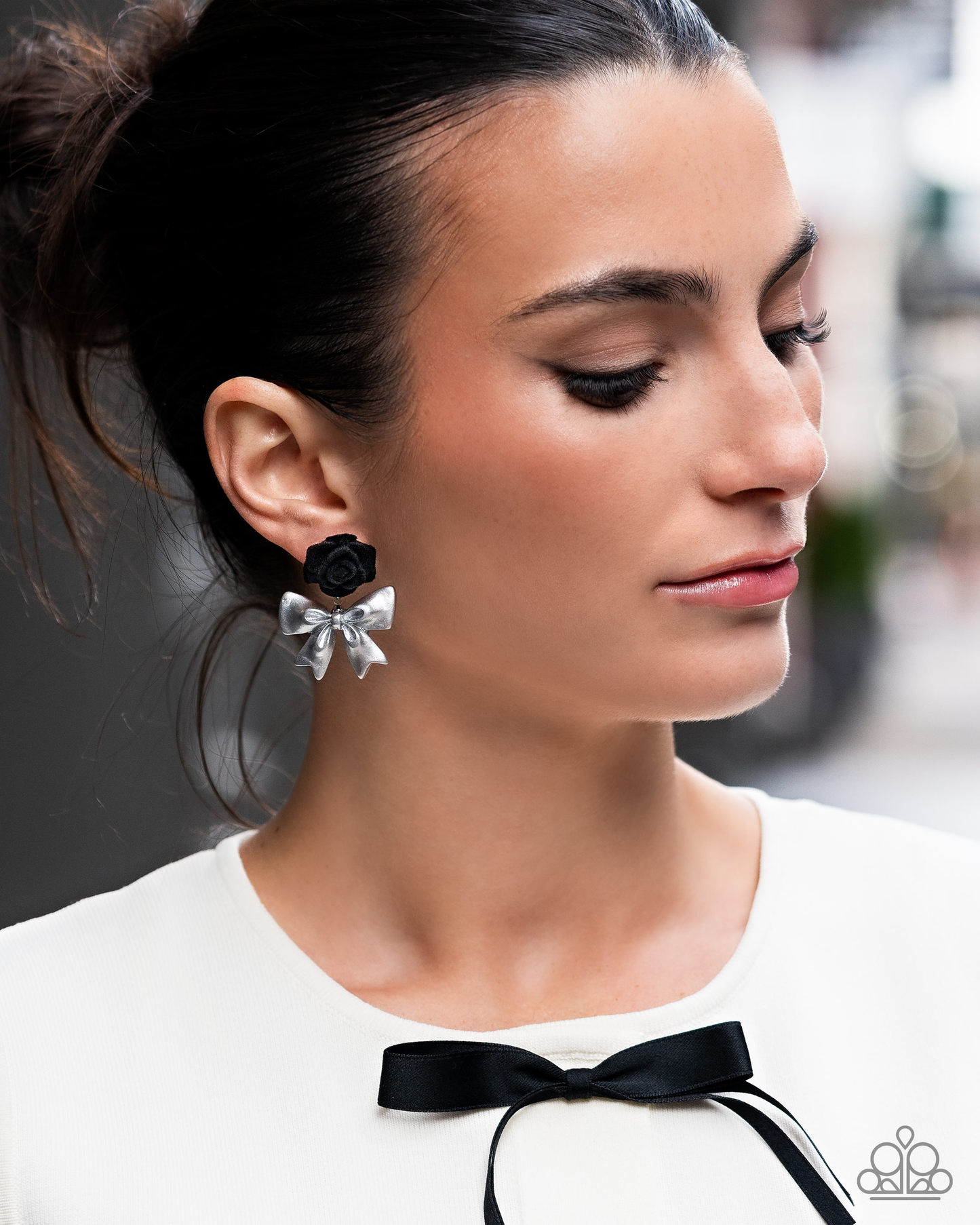 Rosette Rarity - Black Earrings and Relaxed Rosette - Black Ring