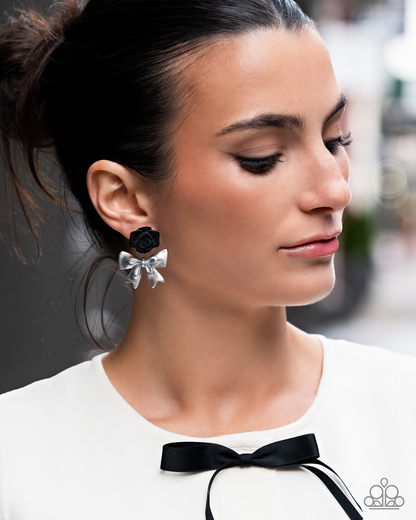 Rosette Rarity - Black Earrings and Relaxed Rosette - Black Ring