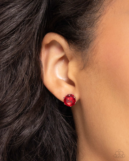 Birthstone Beauty - Red Necklace and Breathtaking Birthstone Red Post Earrings(July)