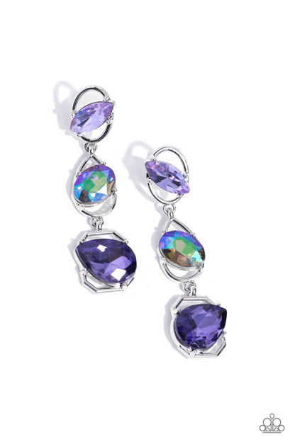 Mocha Vibe - Celestial Essence - Purple Necklace, Dimensional Dance - Purple Earrings and Prismatically Pronged - Multi Ring