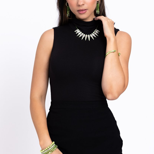 Punk Passion - Green Necklace, Piquant Punk - Green Earrings and Punky Plot Twist - Green Cuff Bracelet (3-Piece Set)