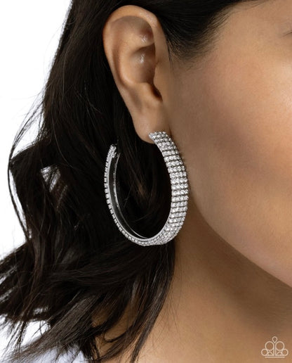 Stacked Symmetry - White - Paparazzi Earrings