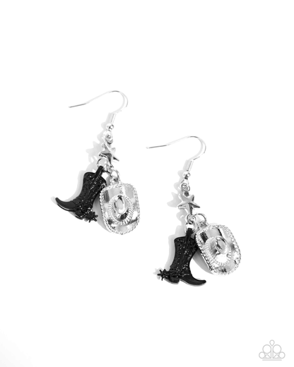 Boot Scootin Bravado - Black - Necklace, Rodeo Royalty Black Earrings and Western Waltz Black Bracelet Sets