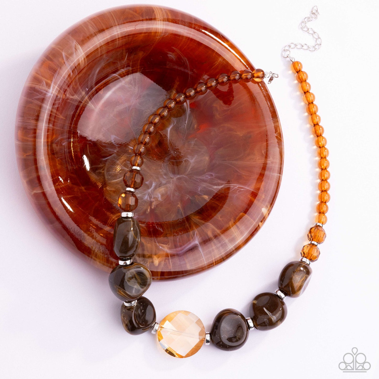 Gallery Walk Brown Necklace and Saturated Swirls Brown Earrings Set