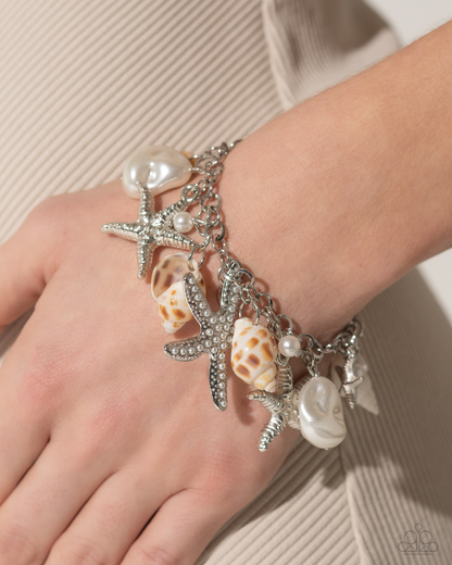 Seashell Shanty - White and Seashell Song - White Bracelet Set