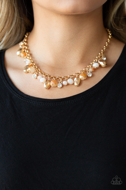 Downstage Dazzle - Gold Necklace and Dazing Dazzle - Gold Bracelet - Paparazzi Set