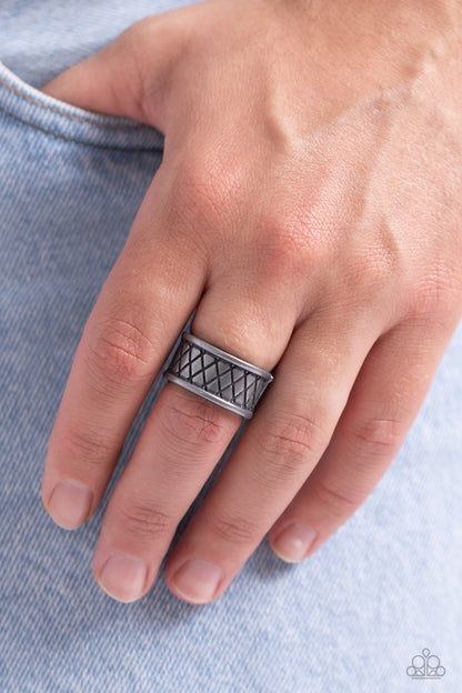 Triple Crossed - Silver - Paparazzi Urban Ring