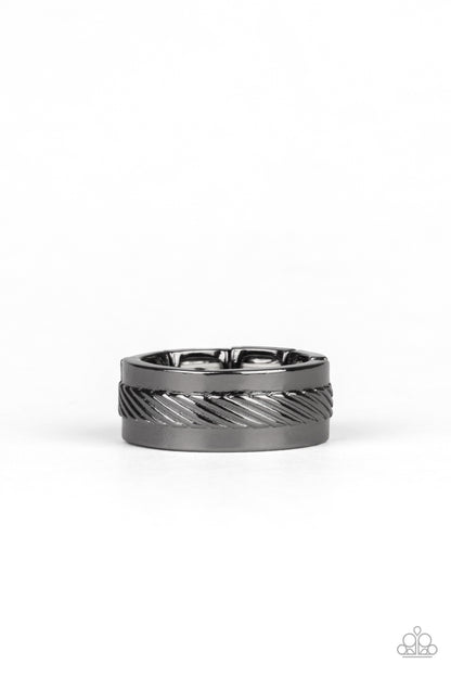 Scrape The Barrel - Black - Paparazzi Ring
